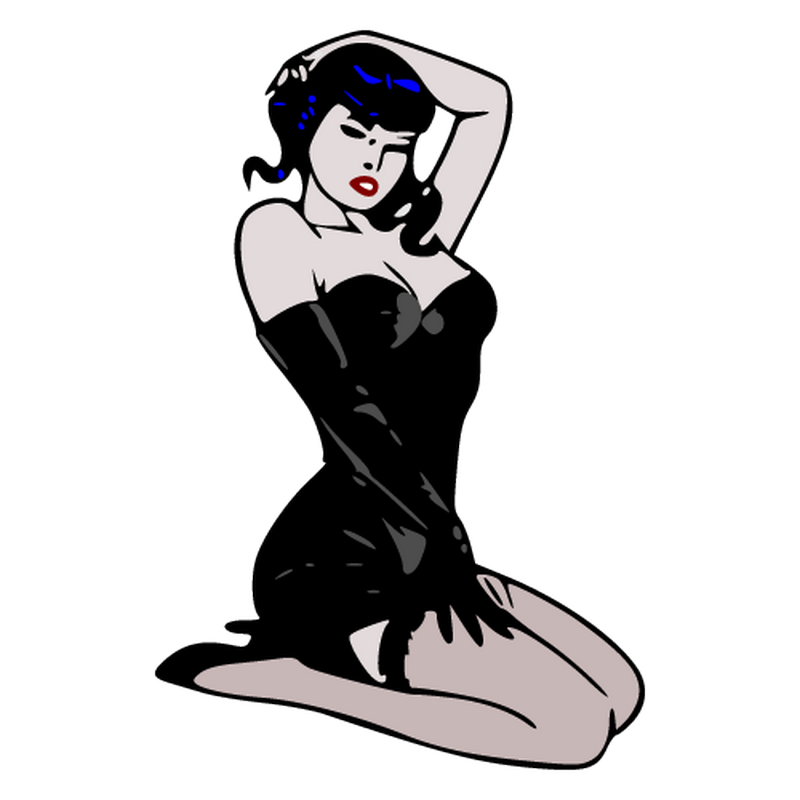 Retro sexy Pinup black dress Sticker.