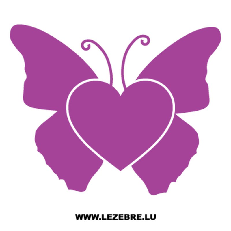 Sticker Coeur Papillon Dessin