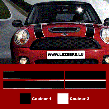 Sticker Banden Mini Cooper Motorhaube / Kofferraum (2001-2009)