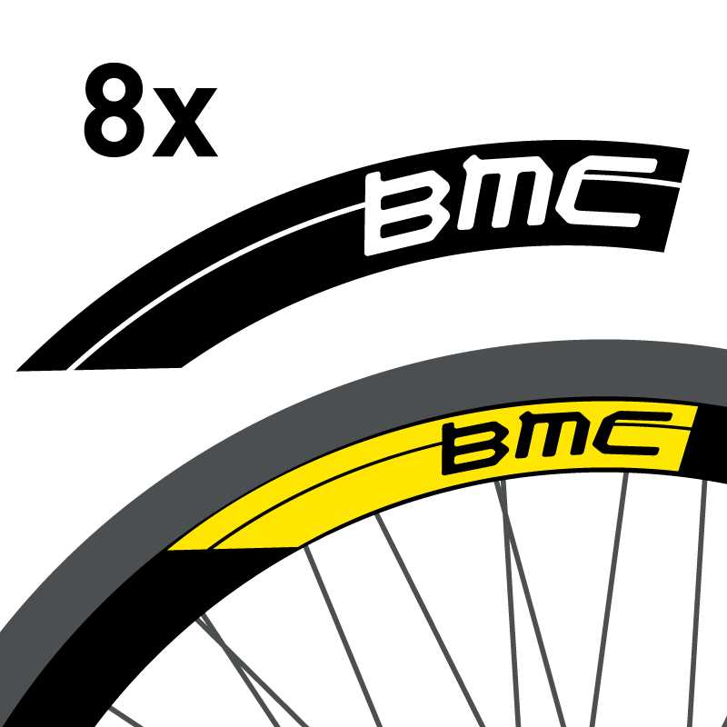 Set of 8 BMC Bike wheels decals 30 mm
