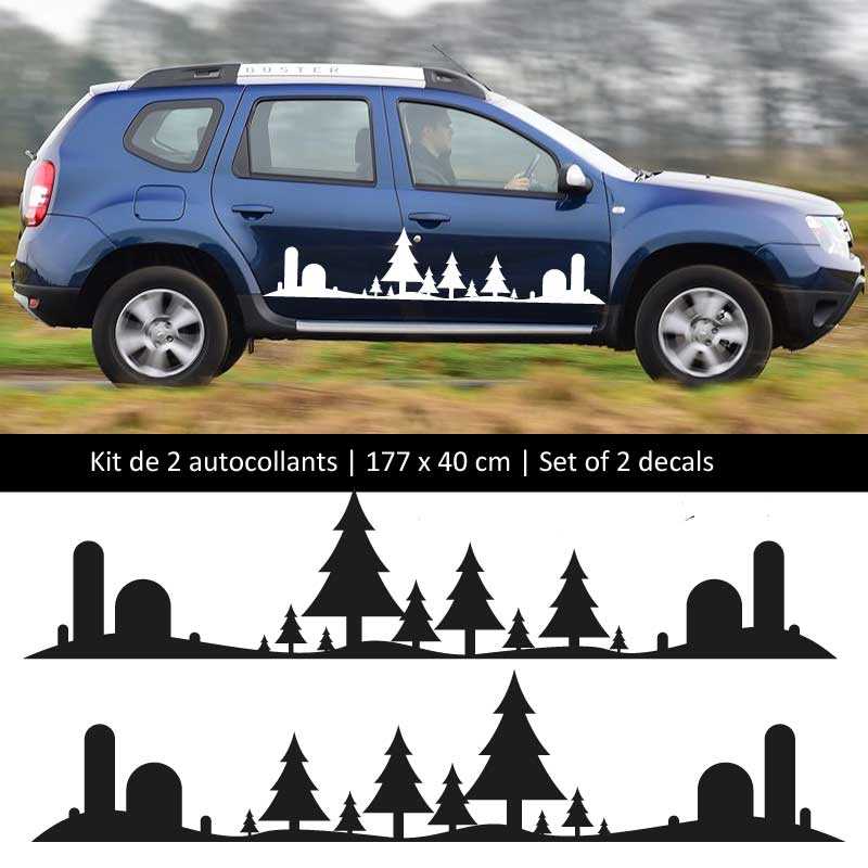 Kit stickers bandes bas de caisse décoration Dacia Duster stickers Forêt