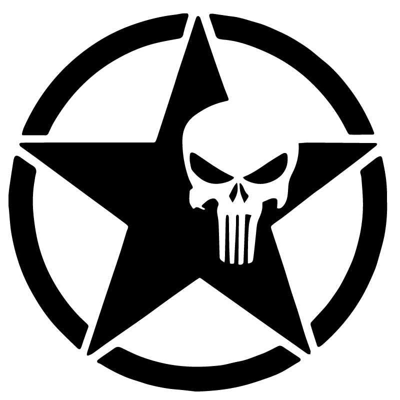 Sticker US ARMY STAR Decal Punisher Small