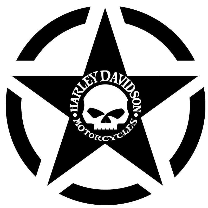 Sticker US ARMY STAR Decal Skull Harley Davidson Logo