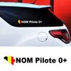 Set von 2 Stickern auto Fahrer Belgien zum Personalisieren