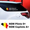 Kit de 2 Stickers Auto Pilote et Copilote Belgique à Personnaliser