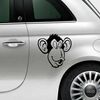 Sticker Fiat 500 Kopf Affe