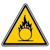 Decal inherent danger combustible materials.