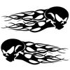 Set of 2 Harley Davidson Logo Skull Flames Decals Speed