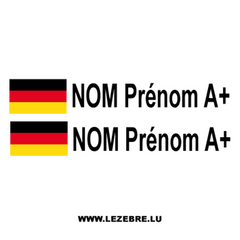 Kit 2 Stickers Flagge Deutschland Fahrer / Beifahrer Rallye zum Personalisieren