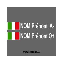 Kit 2 Stickers Flagge Italien Fahrer / Beifahrer Rallye zum Personalisieren