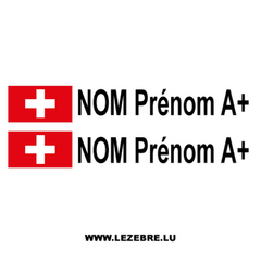 Kit 2 Stickers Flagge Schweiz Fahrer / Beifahrer Rallye zum Personalisieren