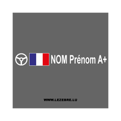 Kit 2 stickers Volant Drapeau Français Pilote Rallye à Personnaliser