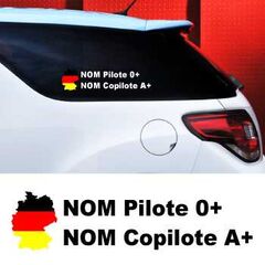 Set von 2 Stickern auto Fahrer et Beifahrer Deutschland zum Personalisieren