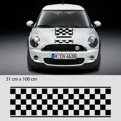 Kit Stickers Bandes Damiers Capot Mini (One, Cooper S, John Cooper Works, Roadster, Cabrio) 2