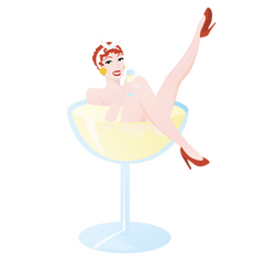 Retro Pinup cocktail glass decal