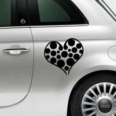 Sticker Fiat 500 Deko Herz mit Kugeln