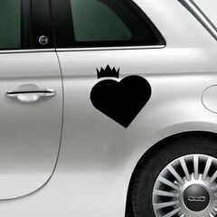 Sticker Fiat 500 Deko Herz mit Krone