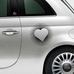 Heart Rays Fiat 500 Decal