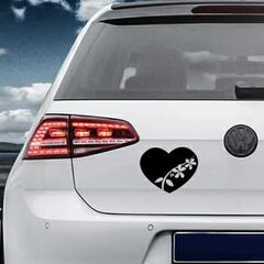 Sticker VW Golf Herz mit Blumen
