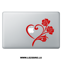 Sticker Macbook Heart & Roses
