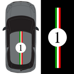 Sticker Deco Toit Auto Bande Italie Numéro 1