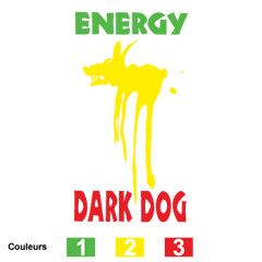 Sticker Energy Drink Dark Dog logo - 3 couleurs perso