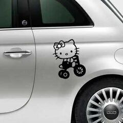 Hello Kitty Bicycle Fiat 500 Decal
