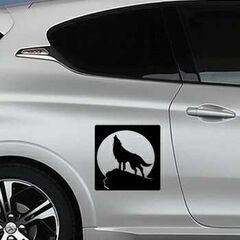 Wolf howling at the moon Peugeot Decal