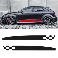 Kit stickers bandes bas de caisse Audi A3 Drapeau Damier
