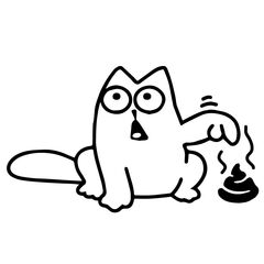 Sticker Simon's Cat Caca, autocollant chat