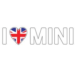 I Love Mini English Flag Color Decal