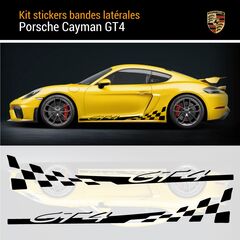Kit Stickers Bandes Damiers Porsche 718 Cayman GT4