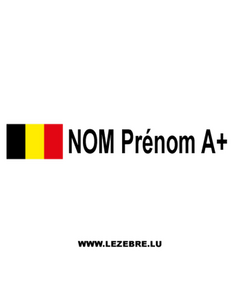 Kit 2 Stickers Flagge Belgien Fahrer Rallye zum Personalisieren