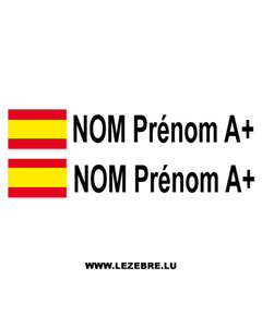 Kit 2 Stickers Flagge Spanien Fahrer / Beifahrer Rallye zum Personalisieren