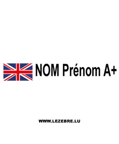 Kit 2 Stickers Flagge Groß Britanien Fahrer Rallye zum Personalisieren
