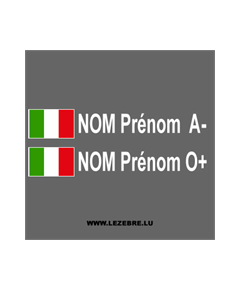 Kit 2 Stickers Flagge Italien Fahrer / Beifahrer Rallye zum Personalisieren