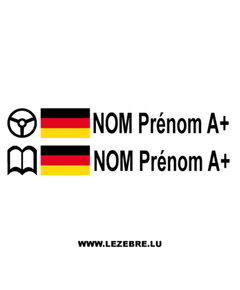 Kit 2 Stickers Steuer Flagge Deutschland Fahrer / Beifahrer Rallye zum Personalisieren