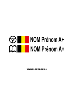 Kit 2 Stickers Steuer Flagge Belgien Fahrer / Beifahrer Rallye zum Personalisieren