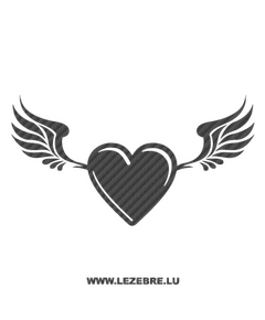 Sticker Karbon Herz mit Flügeln