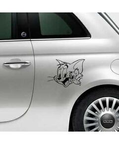 Sticker Fiat 500 Katze et Maus rigolent