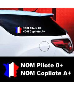 Set von 2 Stickern auto Fahrer et Beifahrer Frankreich zum Personalisieren