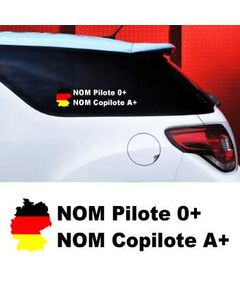 Kit de 2 Stickers Auto Pilote et Copilote Allemagne à Personnaliser