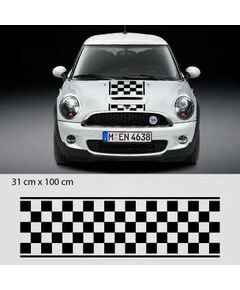 Kit Stickers Bandes Damiers Capot Mini (One, Cooper S, John Cooper Works, Roadster, Cabrio) 2