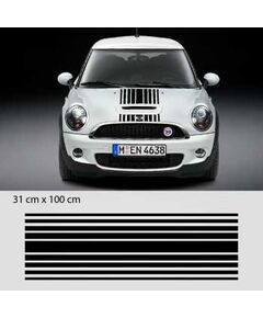Kit Stickers Bandes Rayures Capot Mini (One, Cooper S, John Cooper Works, Roadster, Cabrio)