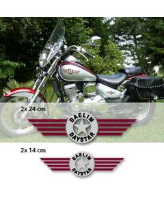Daelim Daystar Logo Motorcycle Decals Set (bordeaux, black and chrome)