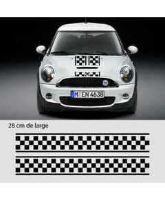 Mini dual checkered stripes Decals set (hood, roof, trunk)