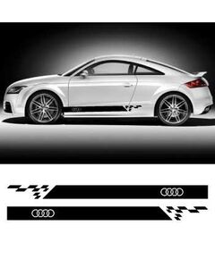 Kit Stickers Bandes Bas de Caisse Audi Logo de 175cm Long