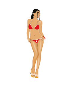 Sticker Pin-Up Sexy Bikini Rouge