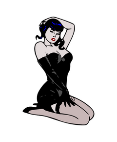 Sticker Rétro Pin-Up Sexy Robe Noire