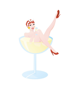 Sticker Rétro Pin-Up Verre Cocktail